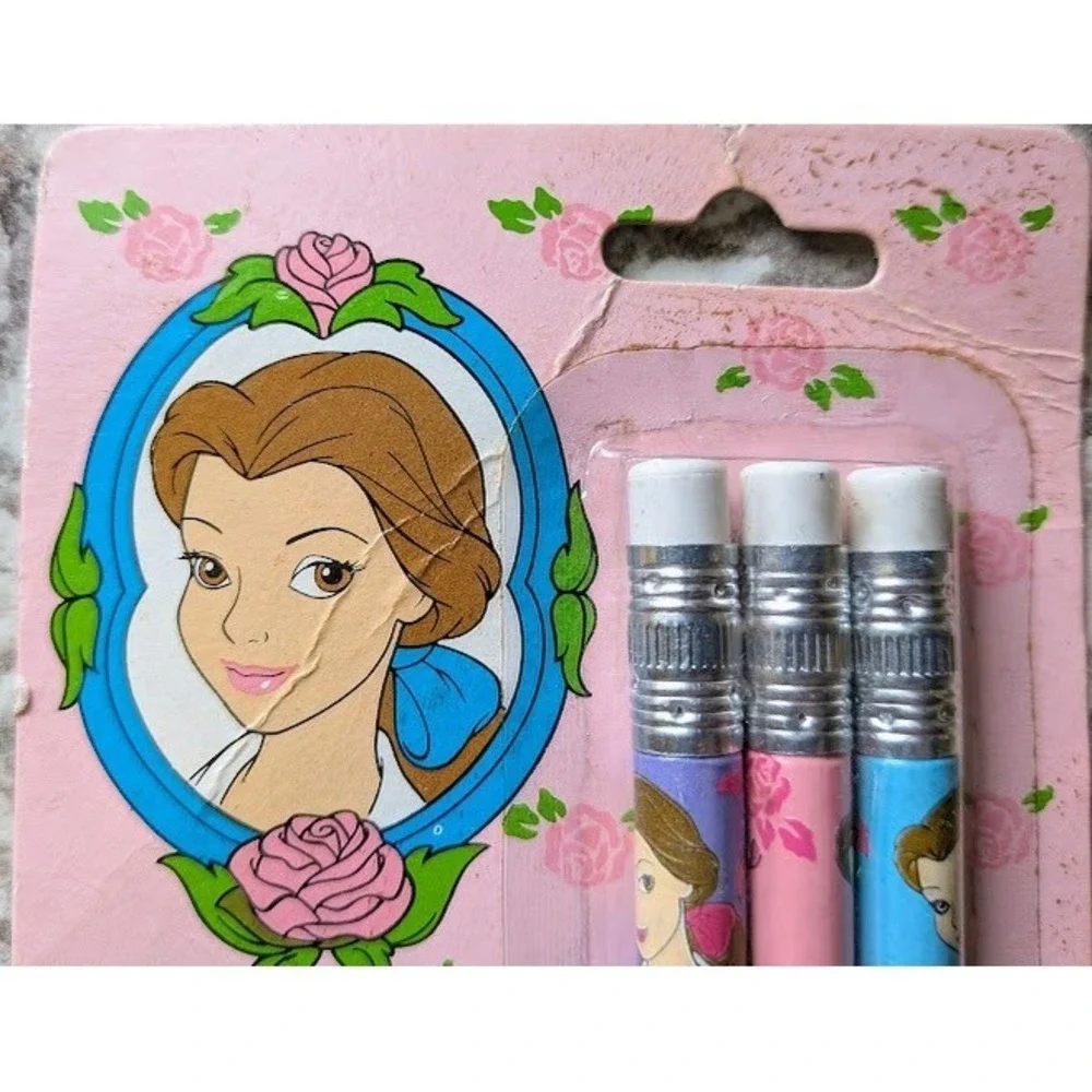 Disney Pencils Kids Vintage 90s Belle Beauty and the Beast Deadstock Kidcore